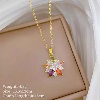 Красочное колье с подвеской в форме цветов для женщин 2025 Новая мода Ювелирные изделия из нержавеющей стали Аксессуары для свадебной вечеринки