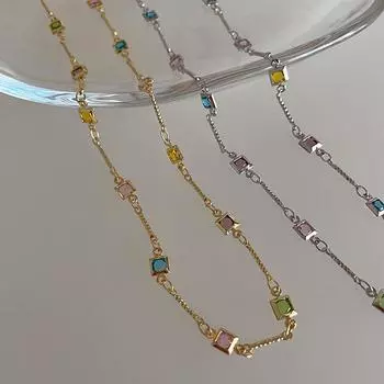 Красочное квадратное ожерелье со стразами, модное изысканное светлое роскошное циркониевое ожерелье на ключицу, женские свадебные украшения, подарки золотой