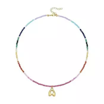 Красочное ожерелье-инициал с градиентом из бисера, ручной работы с кристаллами и камнями, с цепочкой из 14-каратного золота, аксессуар для повседневных нарядов A