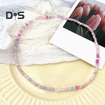 Красочное ожерелье из бисера, колье в стиле бохо, элегантное пляжное ожерелье ручной работы, устойчивые к выцветанию ювелирные изделия, летний аксессуар для женщин разноцветный