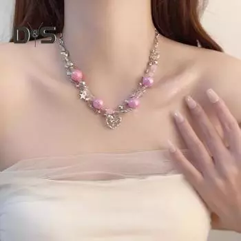 Красочное ожерелье из бисера, звезды, сердца, цветы, колье, кулон ручной работы, летние пляжные украшения для женщин F