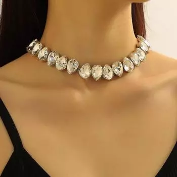 Красочное ожерелье-капля из хрусталя и страз - Легкая роскошь в корейском стиле, милый чокер для женщин