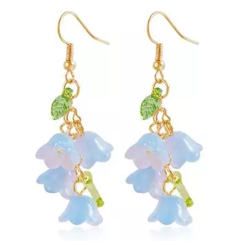 Красочное ожерелье-колокольчик / Привлекательное ожерелье-крючок для уха / Серьги с красивым цветочным кулоном для вечеринки 2