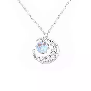 Красочное ожерелье-полумесяц из лунного камня One Size