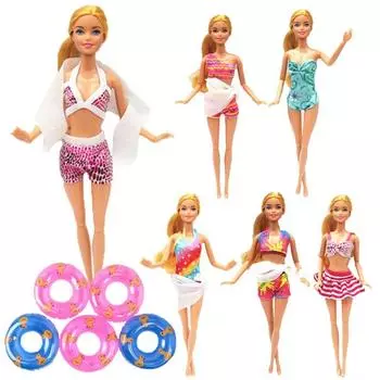 Красочное сексуальное бикини для куклы 11,5 дюймов 1/6, одежда, аксессуары для кукольного домика, купальники и буй, короткая верхняя юбка, купальник 1/6, игрушки красный/белый