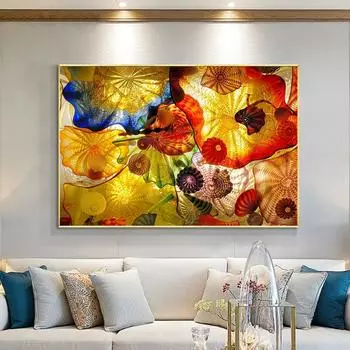 Красочное стекло Chihuly, фото на холсте, современный настенный художественный постер, красное золото, яркая картина для гостиной, домашний декор, Cuadros 21x30cm No Framed