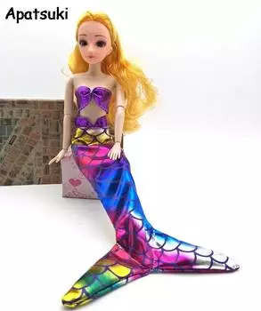 Красочное вечернее платье для куклы Барби, наряды с бюстгальтером и юбкой, модный топ, бюстгальтер, одежда для косплея, настоящие платья-рыбьи хвосты русалок фиолетовый