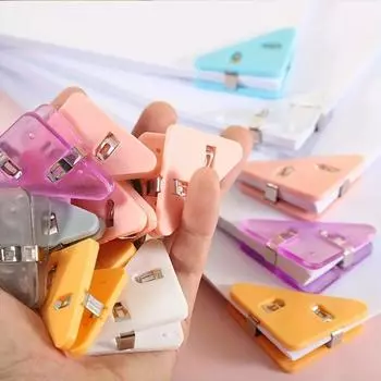 Красочные 5шт треугольные книжные зажимы Dopamine красочные для офиса, школьных документов, креативные пластиковые папки для файлов, многофункциональные в скандинавском стиле Random Color