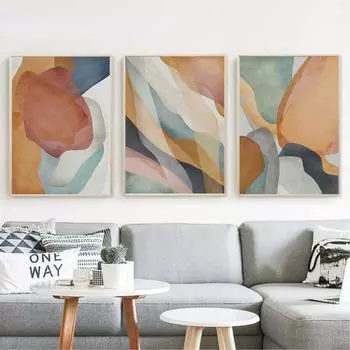 Красочные абстрактные цветные блоки, настенная живопись на холсте, минималистичные постеры и принты, настенная картина, декор для гостиной середины века 21x30cm No Framed