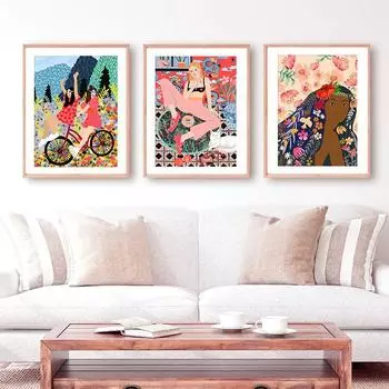 Красочные абстрактные модные марокканские девушки стены искусства холст картины плакаты на скандинавскую тему и принты настенные панно для декора гостиной без рамки 21*30cm