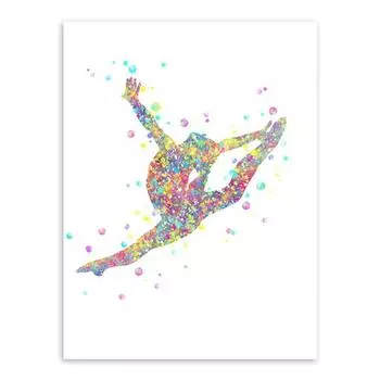 Красочные акварельные плакаты с гимнасткой, принты, абстрактная живопись на холсте, скандинавское настенное искусство, картины для гостиной, домашний декор 21cm30cm NoFrame