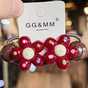 Красочные эластичные резинки для волос в горошек для девочек, веревки для волос, головной убор с цветами, принцесса, милые, детские, для детей, новые, 2 шт.