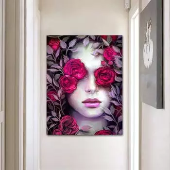 Красочная алмазная картина цветы розы девушка алмазная вышивка крестом 20X30CM