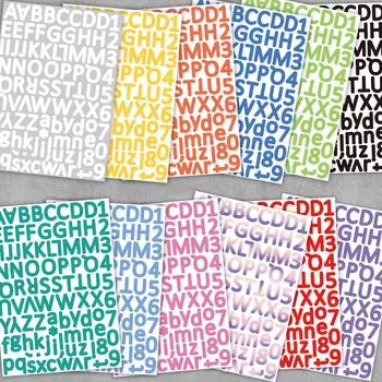 Красочные английские декоративные блокноты, кружки и наклейки своими руками, набор из 12 предметов A4 Alphanumeric Stickers 1024 жёлтый