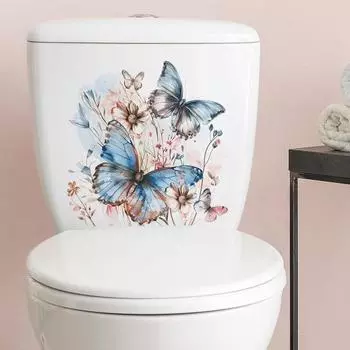 Красочные бабочки цветок стикер для туалета самоклеящаяся комната водонепроницаемый ПВХ жилой съемный настенный художественный цветочный