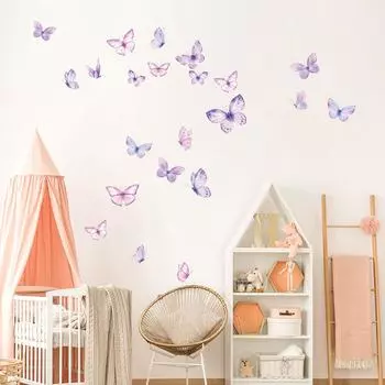 Красочные бабочки настенные наклейки для детской комнаты на стену украшения для детской комнаты для девочек настенные наклейки для спальни декор для дома 20x30CM 2 sheets