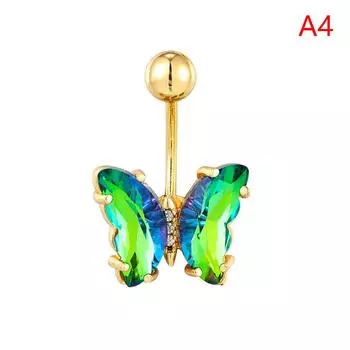 Красочные бабочки пирсинг пупка кольца женщина украшения для тела