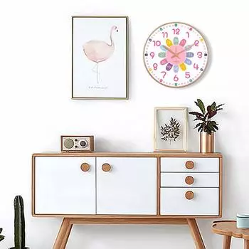 Красочные бесшумные настенные часы для спальни, класса, игровой комнаты, обучения навыкам определения времени, детские настенные часы для декора детской комнаты