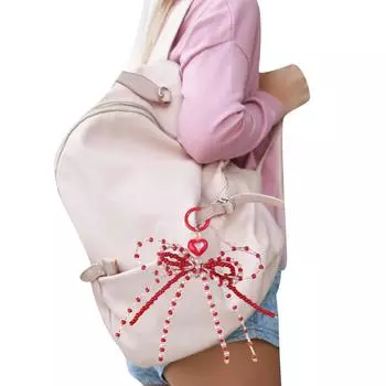 Красочные бисерные брелки и шнурки для ключей Уникальный бисерный бант для рюкзака Украшение для нежного брелока-подвески для сумки красный