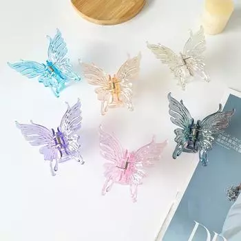 Красочные большие когти для волос-бабочки для женщин и девочек, темпераментные заколки для волос, геометрические заколки, заколки, модные аксессуары для волос