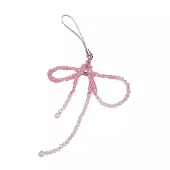 Красочные брелоки для телефона с бусинами, очаровательные подвески-цепочки для телефона, брелок-подвеска с бусинами в виде бантика, аксессуар розовый