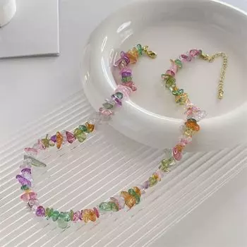 Красочные бусины из драгоценных камней, женское ожерелье на удачу, женские украшения, цепочка на ключицу, браслет в корейском стиле bracelet