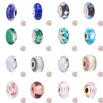 Красочные бусины из муранского стекла, прозрачные бусины в форме пузыря, подходят для оригинального браслета, женские ювелирные изделия из стерлингового серебра 925 пробы