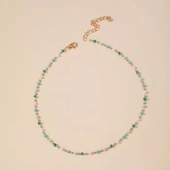 Красочные бусины ожерелье для женщин в стиле бохо ожерелье геометрические квадратные бусины украшения на шею летние аксессуары ADM