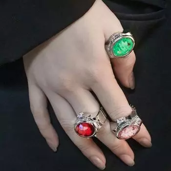 Красочные часы со стразами и откидной крышкой, эластичный ремешок из нержавеющей стали, овальный циферблат, женские часы, кольцо на палец, подарок на день рождения, модные аксессуары озеро синий