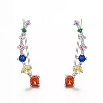 Красочные циркониевые серьги-клипсы пирсинг одиночная серьга для женщин модные ювелирные изделия аксессуары разноцветный
