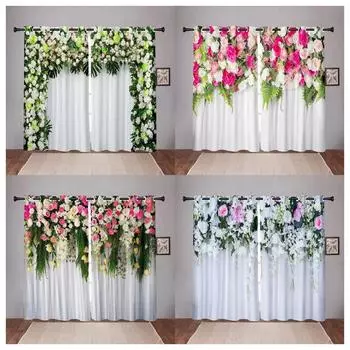 Красочные цветочные абстрактные шторы для гостиной, кухни, занавески для спальни для девочек, домашний декор, 2 шт. W50xH130(CM)x2pcs&HOOK