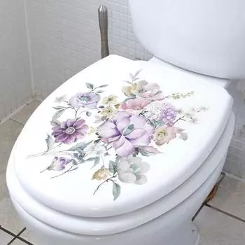 Красочные цветочные наклейки для туалета, съемные, самоклеящиеся, водонепроницаемые, из ПВХ, настенные рисунки для гостиной
