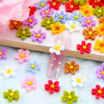 Красочные цветы 3D нейл-арт подвески Kawaii Macaron Мини-цветы Nais Украшения Аксессуары Летний маникюр Декор Принадлежности