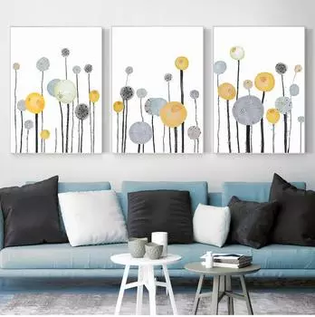 Красочные цветы холст картины абстрактные геометрические деревья желтые растения постеры и принты украшение спальни настенная картина для комнаты 21*30cm No Frame