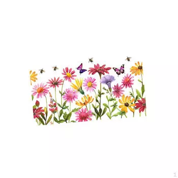 Красочные цветы настенные художественные наклейки на окна самоклеящиеся наклейки 11.8x23.6 дюймов декоративные для детей