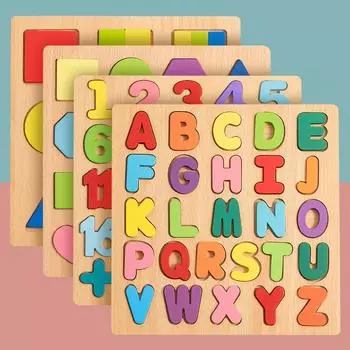 Красочные деревянные пазлы с буквами и цифрами, детские интеллектуальные игры на совпадение для детей дошкольного возраста, ранние развивающие игрушки