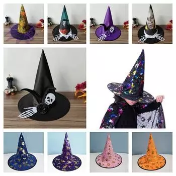 Красочные детские колпачки волшебников с рисунком черепа на Хэллоуин, аксессуары для косплея, головные уборы style11