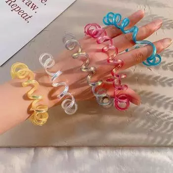 Красочные девушки простые женщины телефонная проволока волосы веревка держатель для хвоста головной убор веревка аксессуары для волос серый