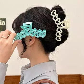 Красочные допаминовые заколки для волос с сердечком в форме сердца, кремовый цвет, заколка в виде акулы, заколка в форме сердца, хвостик, милый головной убор, аксессуары для волос