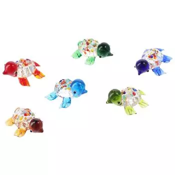 Красочные фигурки маленьких морских черепах, модные стеклянные поделки, украшения для дома и офиса, эстетически приятные маленькие стеклянные украшения в виде черепах красный