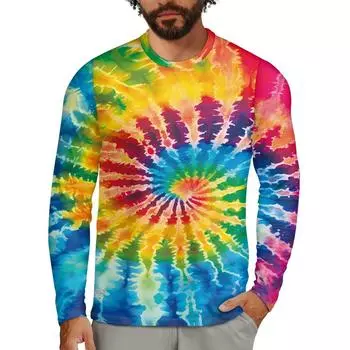 Красочные футболки с принтом Tie Dye 3D, мужские и женские, с круглым вырезом, длинным рукавом, уличная одежда, свитера Harajuku, футболки, топы, детская одежда S