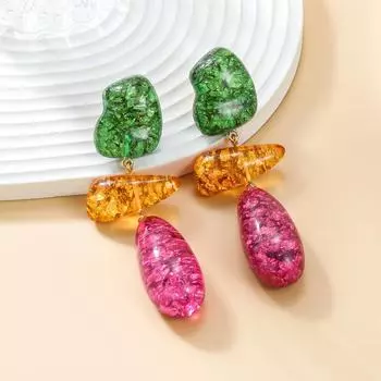 Красочные геометрические серьги из смолы для женщин - многослойные летние украшения в стиле бохо розы красного