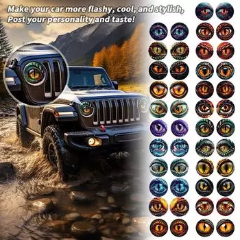 Красочные глаза дракона, наклейка на фару, наклейка на фару, круглая наклейка на фару, 3D стереоскопическая наклейка, забавная наклейка на автомобиль One Size