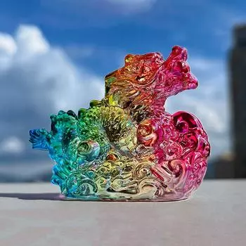 Красочные глазурованные китайские драконы Миниатюрные украшения для дома Фигурки Пресс-папье Фэн-шуй Украшения для стола Аксессуары Подарки для творчества жёлтый