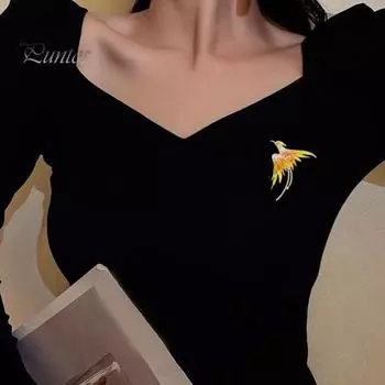 Красочные горный хрусталь Брошь Феникс Ручная работа Эмалированная булавка на лацкане Китайский стиль Птица Животное Значок в форме костюма Шляпа Сумка Украшение Аксессуары жёлтый