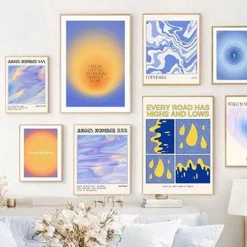 Красочные градиентные вдохновляющие цитаты, настенная живопись на холсте, плакаты на скандинавскую тему и принты, настенные панно для декора гостиной A4 21X30cm No Framed