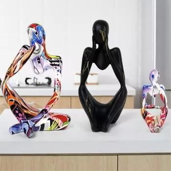 Красочные граффити абстрактные смолы ручная работа скульптура мыслитель фигурка статуя домашний декор интерьер офис настольные украшения 12x6x5