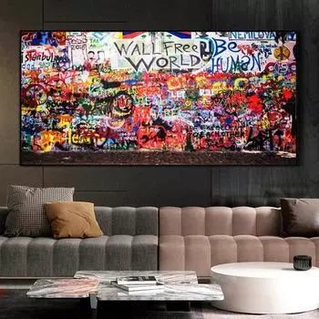 Красочные граффити на холсте, плакаты и принты, абстрактные уличные настенные рисунки, гостиная 21cm30cm NoFrame