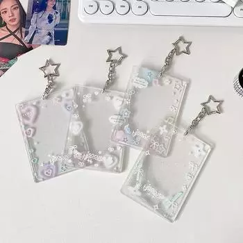 Красочные граффити Прозрачный Kpop 3-дюймовый держатель для фотокарточек Карман для карточек Маленькая карточка Кирпич Школьный рюкзак брелок Подвеска