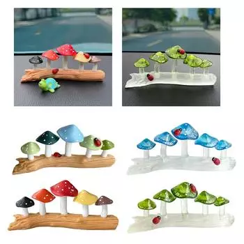 Красочные грибы на пне дерева смолы миниатюрная фигурка коллекционное украшение для домашнего рабочего стола и ландшафтного декора 1